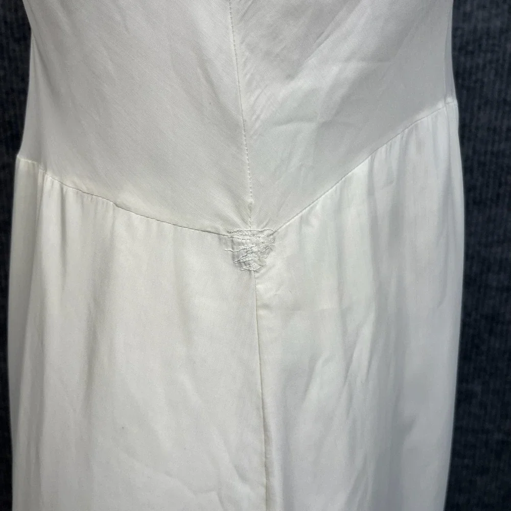 Vtg 1950s Ivory Full Slip Womens XS Lace Trim Bias Cut Pin Up Babydoll Lingerie